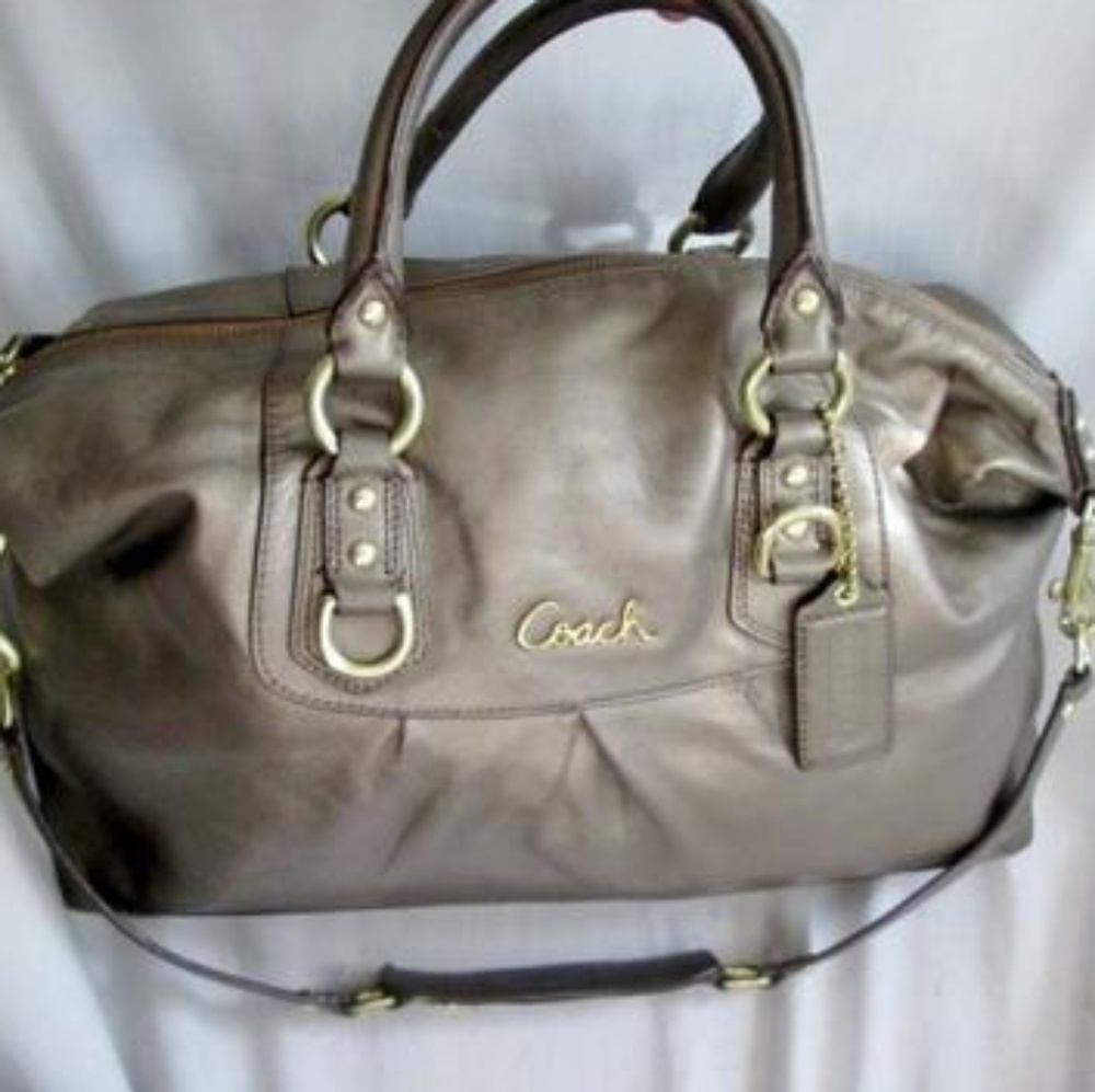 Coach Ashley Leather Satchel, Steel